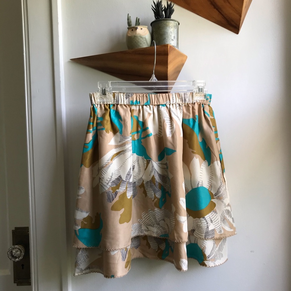Anthropologie Odille silk mini skirt with pockets